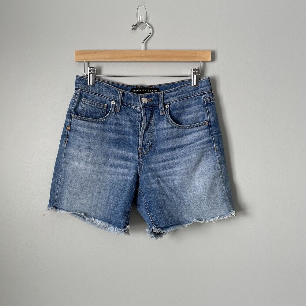 Veronica Beard Shiloh Relaxed Short Mid Rise Denim Lava Stone Wash Size 24